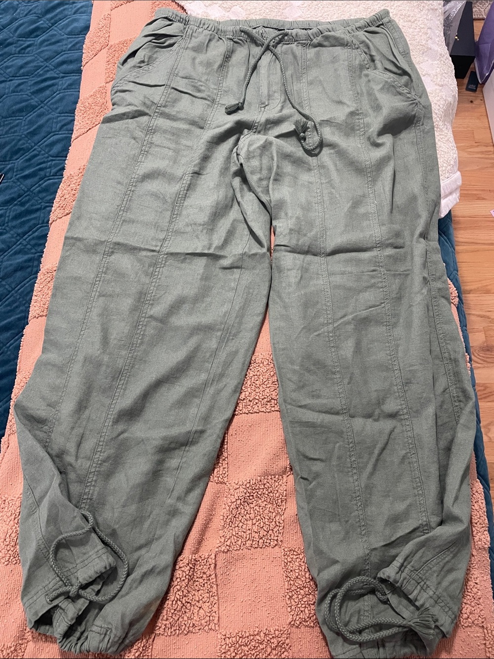 wild fable Olive Green Wide-Leg Drawstring Pants